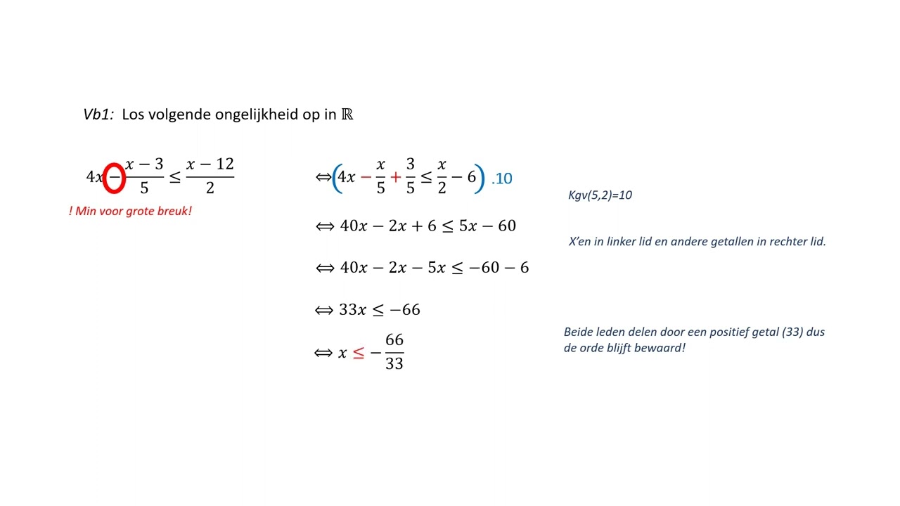 Eerstegraadsongelijkheden oplossen    Voorbeeld 1