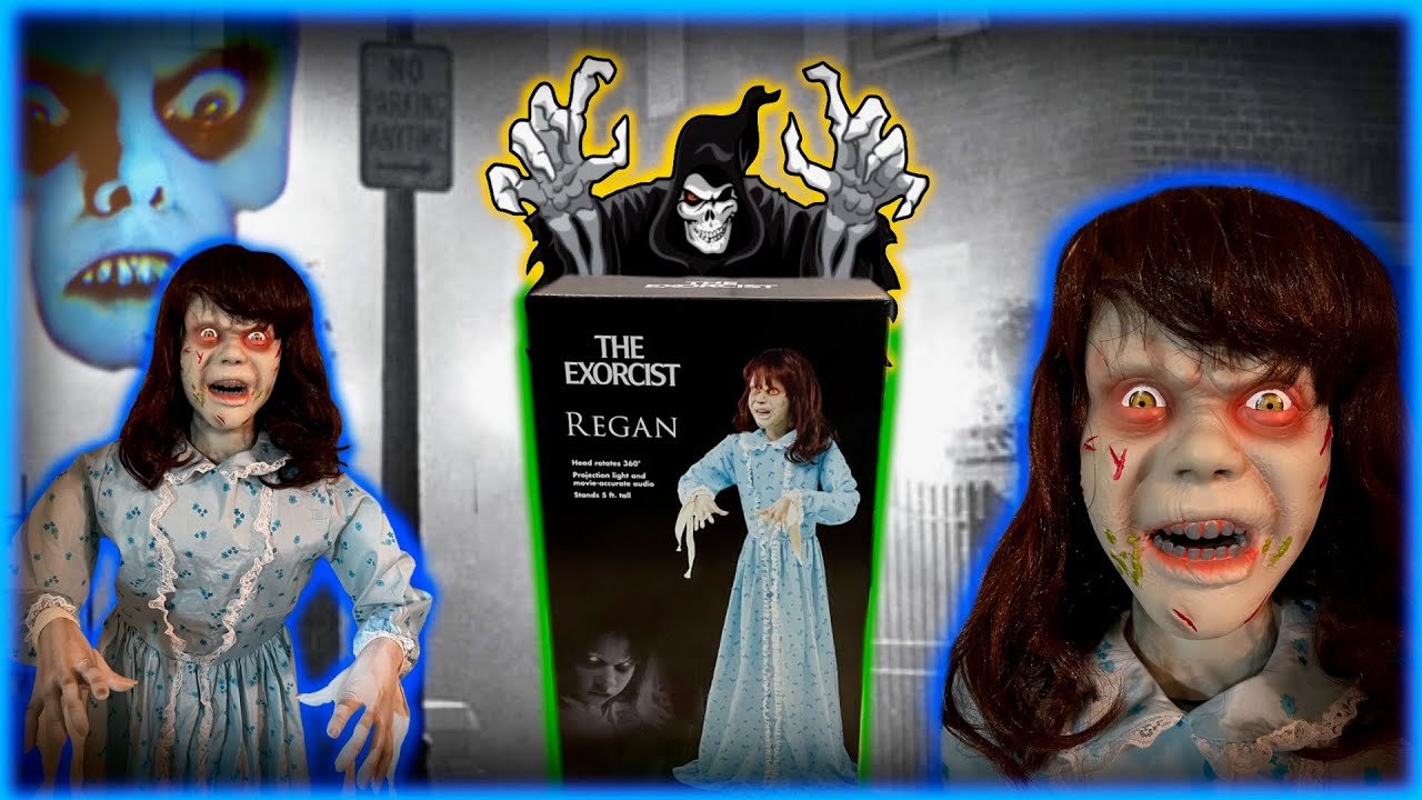 👻 UNBOXING AND SET UP Spirit Halloween 2022 The Exorcist Regan Life Size Animatronic Prop 🎃