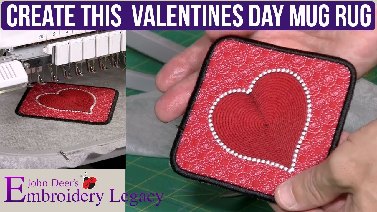 ITH Embroidery Valentines Heart Mug Rug - Sew & Share Project