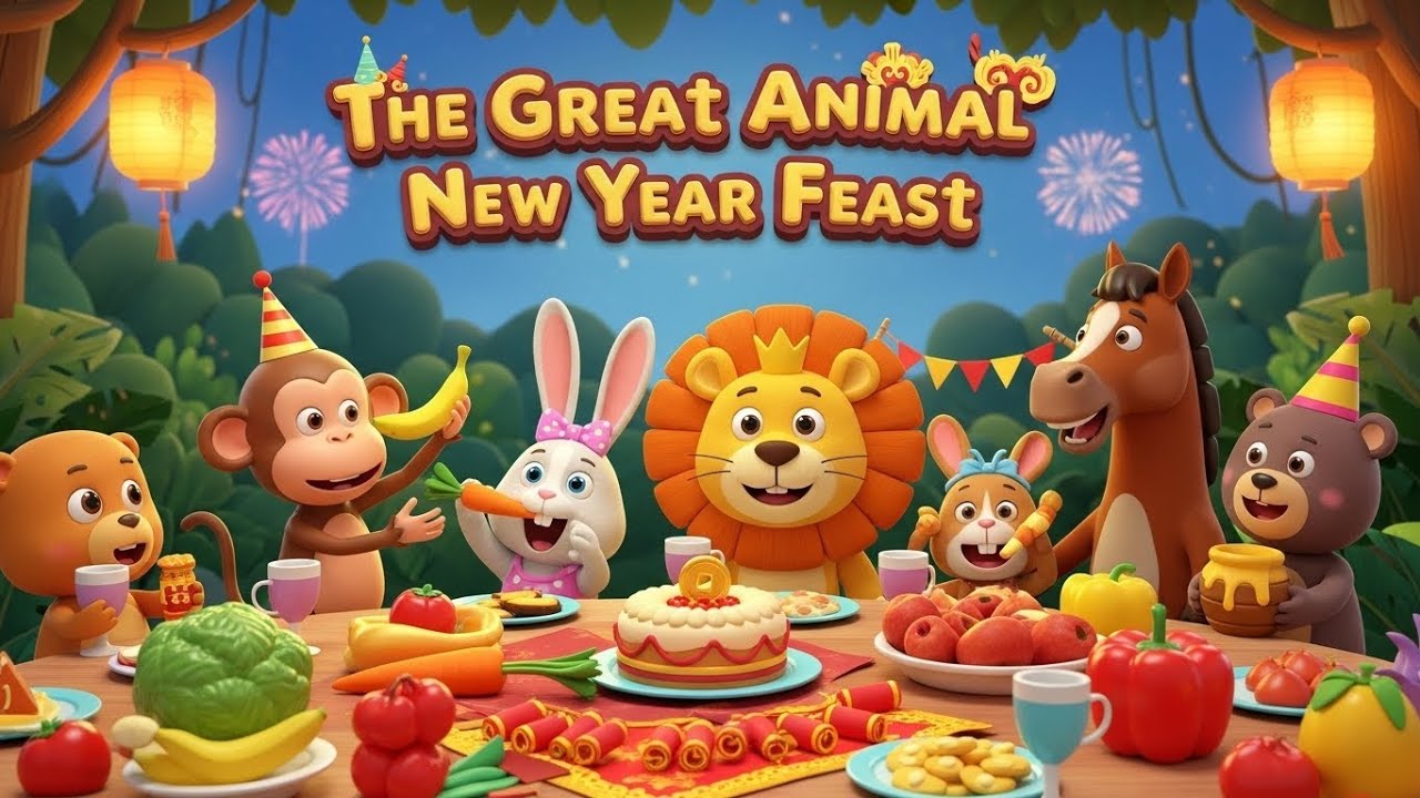 The Great Animal New Year Feast 🥕🍎 | Fun Kids Party Story
