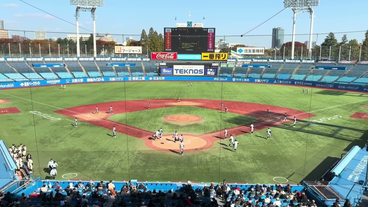 花巻東　神宮球場　試合前シートノック