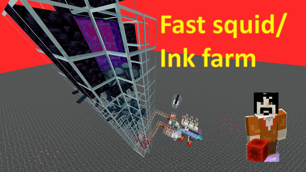 Fast&easy black ink/squid farm (in perimeter), 25k/h, Minecraft Java 1.19-1.21 (Hemisphere SMP)
