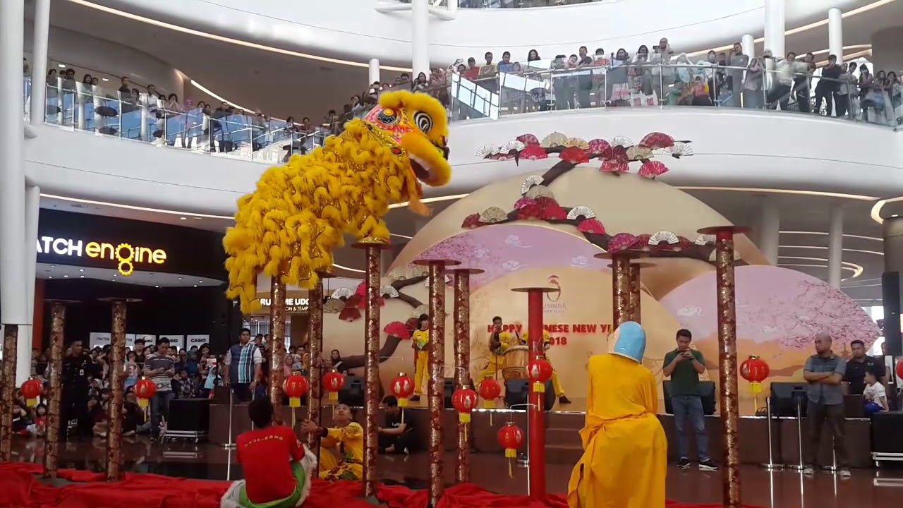 MENEGANGKAN!! Barongsai / Lion Dance Tonggak di Resinda Park Mall Karawang