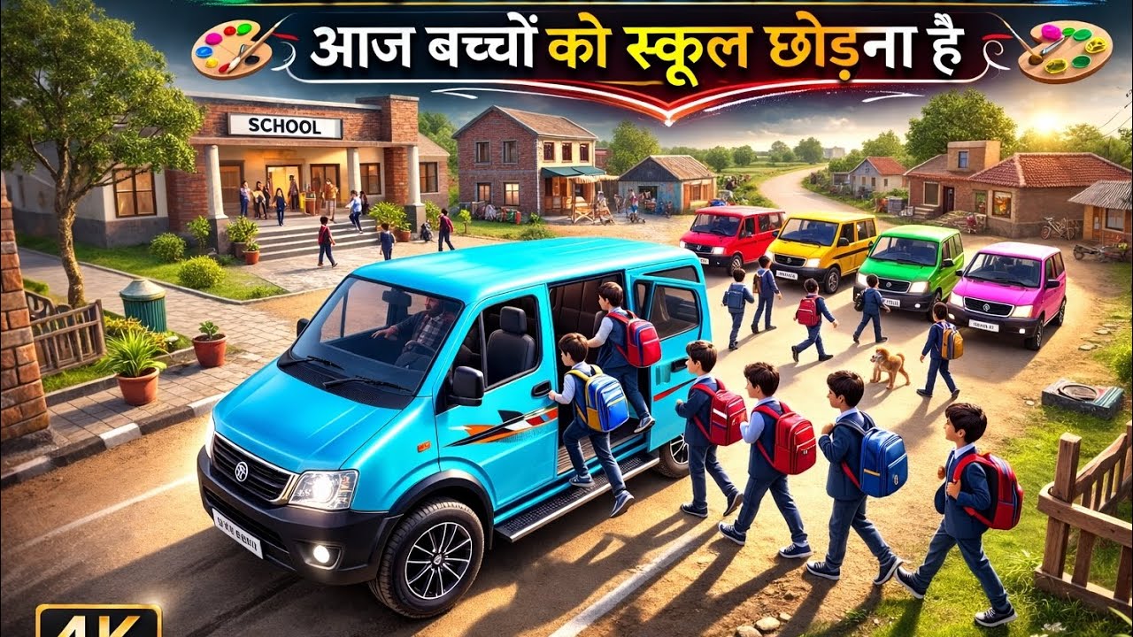 आज बच्चों को स्कूल छोड़ना है ❣️😀! Indian vehicles simulator 3D game ⚡! #vairal #schoollife #gemings 