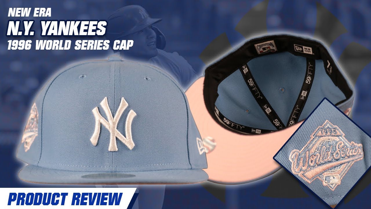 NY Yankees Ice Blue 96 World Series Pink Bottom Fitted | Yankees Pink Underbrim Bubblegum Fitted