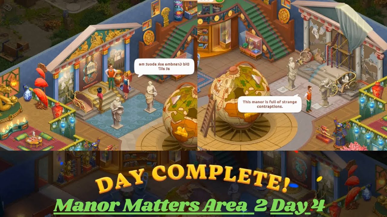 Manor Matter Walkthrough Area 2 Day 4 - MANOR MATTERS GAMEPLAY THE HALL - DAY 4