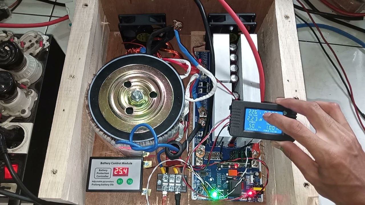 2602061M5RN4YB Test uji  LVD digital Voltage & beban inverter low frekuensi 2kW 24V siap pakai +KWH