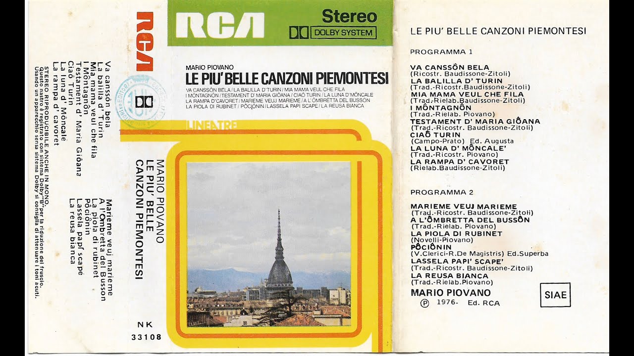 Le pi&ugrave; belle canzoni piemontesi - Mario Piovano - 1976