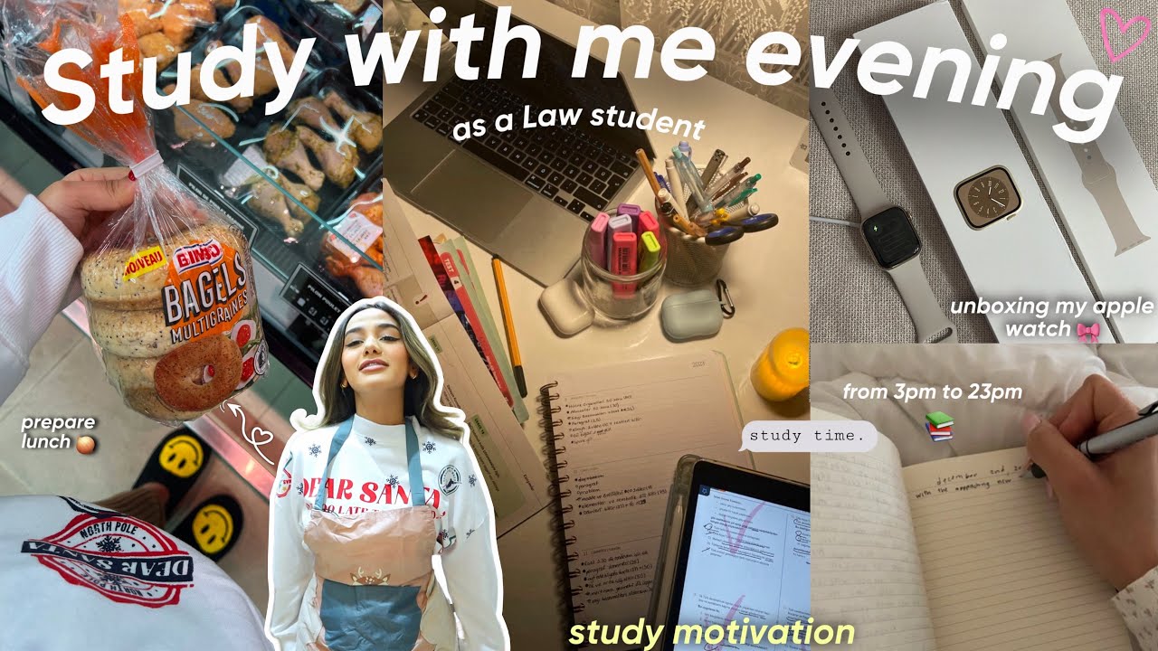 STUDY WITH ME evening📚👩&zwj;🎓|ليلة ديال الحفاضة و القراية 📖(new apple watch unboxing🎀,cooking🧅..)