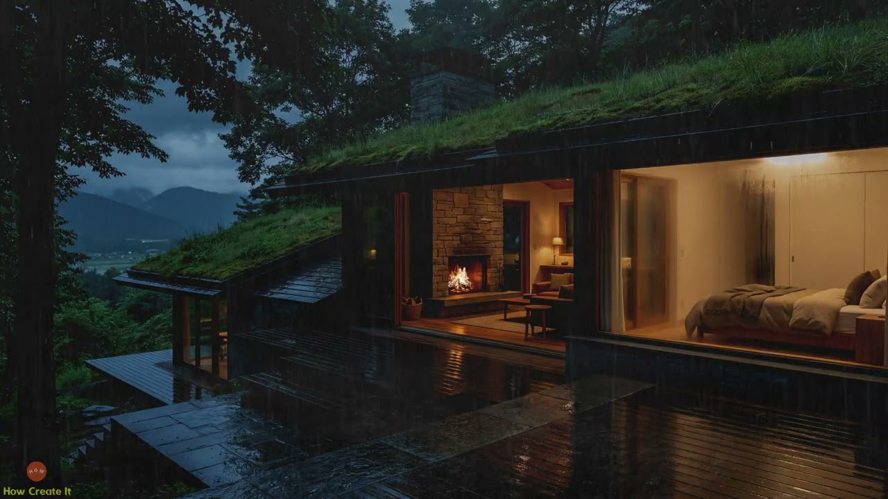 Overlooking Misty Valleys, Cozy Bed and Rain for Mental Clarity in a Hilltop Forest Grass Retreat