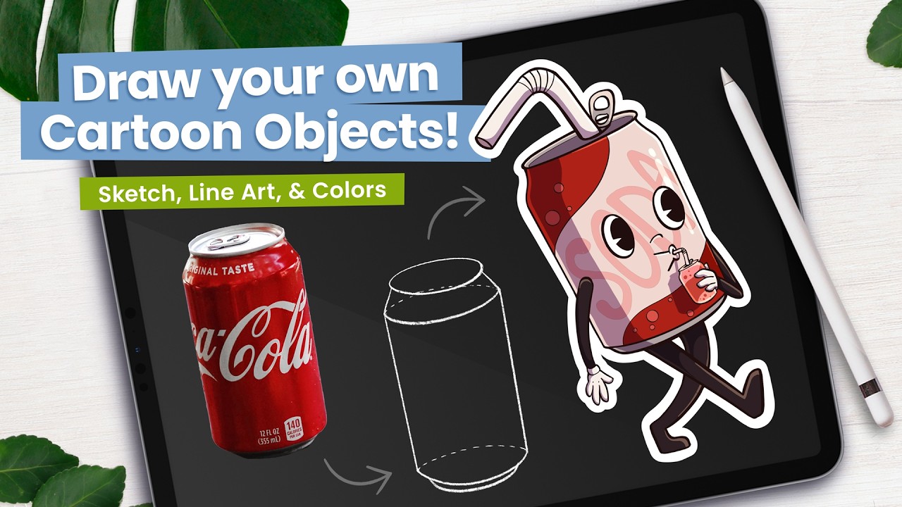 How To Draw Objects As Cartoon Characters | Great for custom stickers!