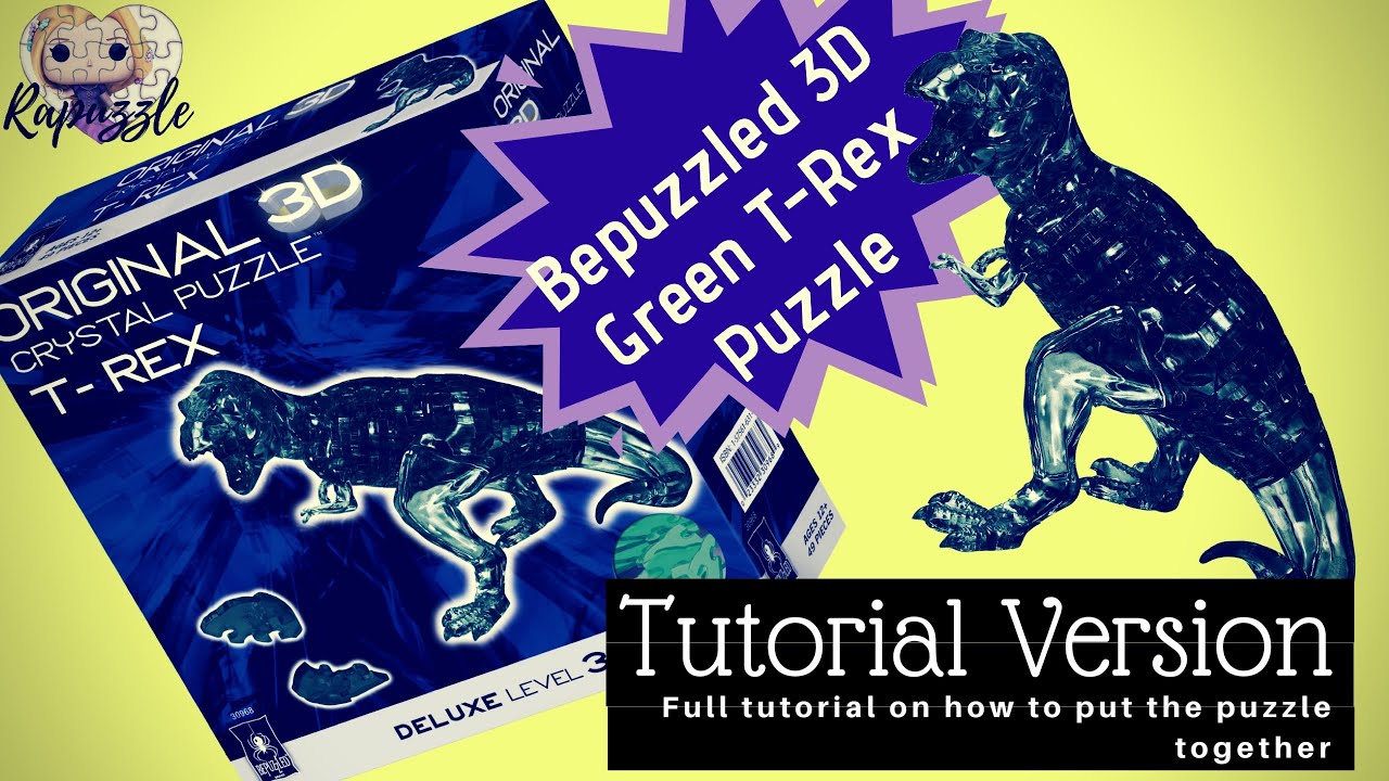 Bepuzzled 3D Crystal Puzzle- Green T-Rex- Tutorial Version