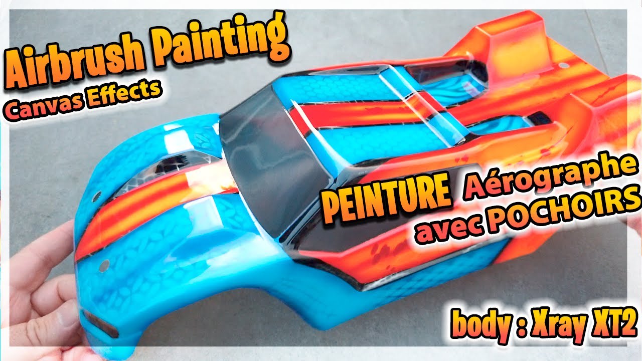tuto Comment Peindre une voiture RC à l'AEROGRAPHE avec pochoirs - How to paint AIRBRUSH & Canvas :
