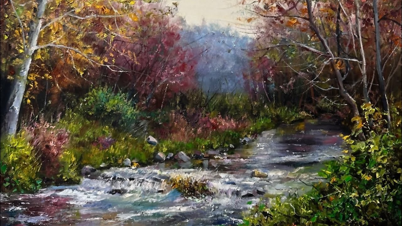 Oil Painting a Beautiful River with Palatte Knife | by Arghavan Khatami