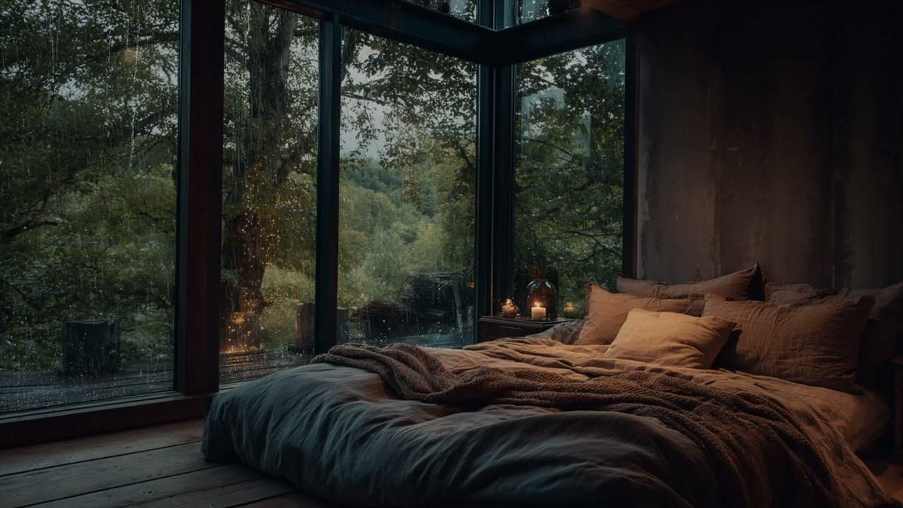 Rain Sound Flowing Through the Room Letting Thoughts 🌧️ Slow Down and Breathe with Ease