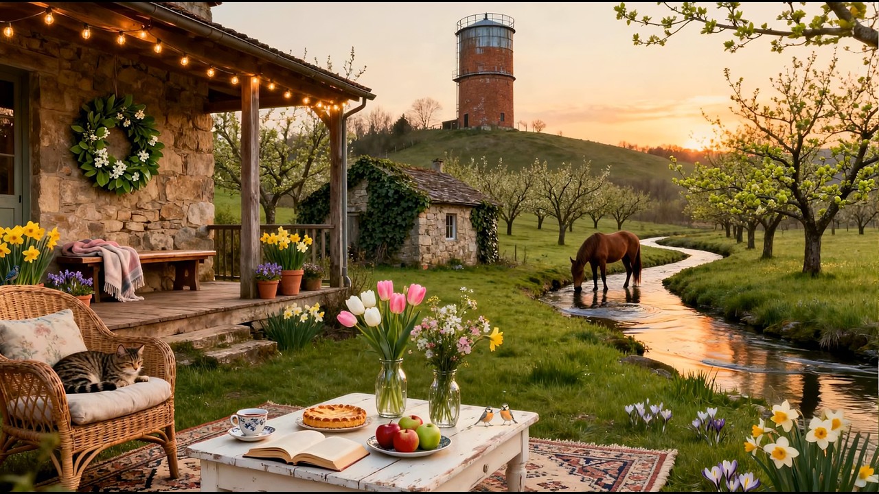 Peaceful Spring Countryside Cottage 🌸🌿 Relaxing Farm and Nature Sounds for Relaxation