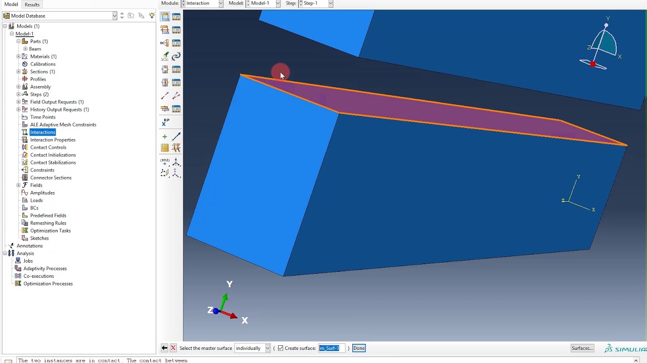 Abaqus Tutorial: Introduction to CAE #9 Interactions