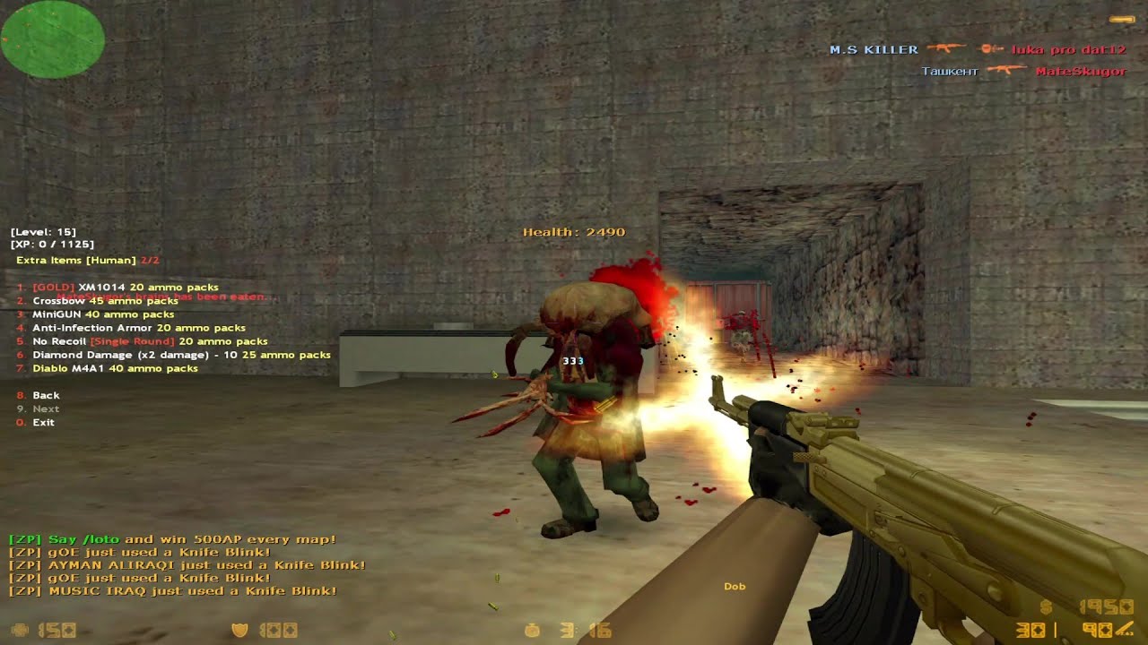 Counter-Strike:Zombie Plague Gameplay(Ak-47 Golden)[ZM] Silent Hell Zombie Plague(zm_cross)