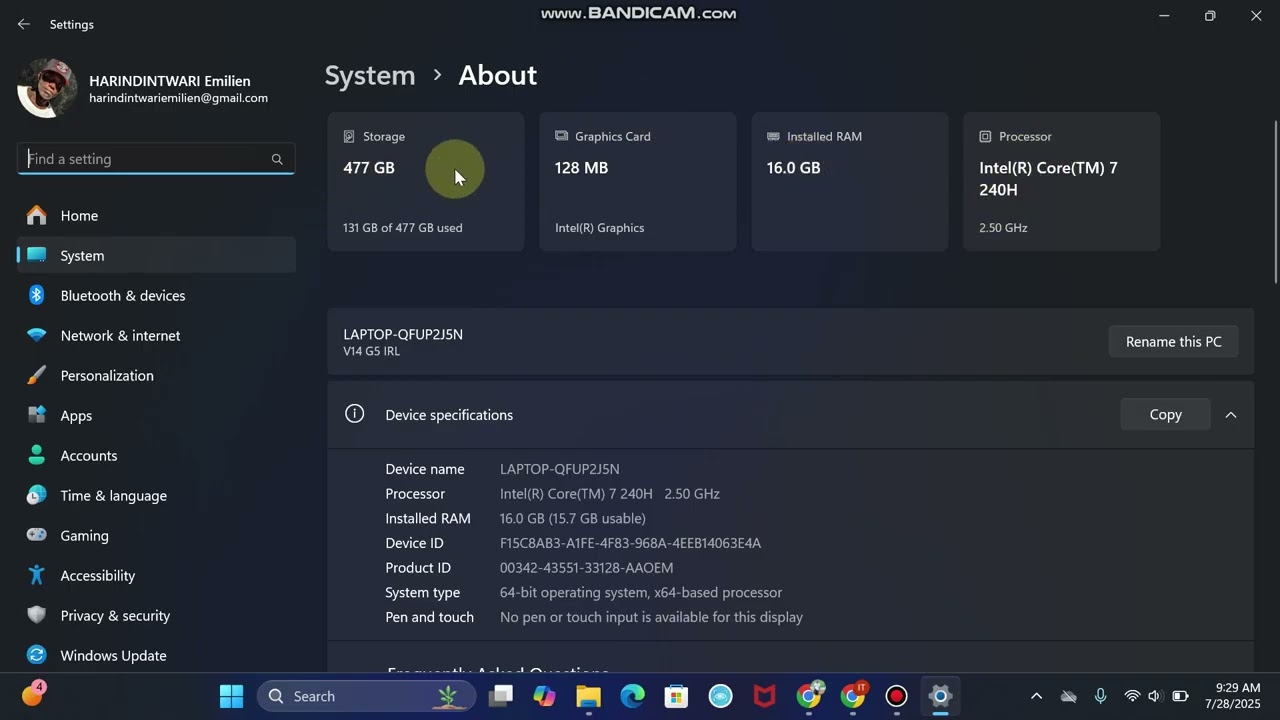 Dore Uko wareba RAM,Processor & Storage Computer yawe Ifite