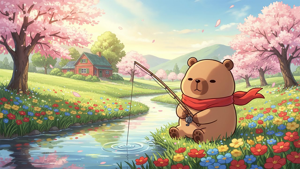 Spring Morning Lofi by the River 🌸🎣 | Calm Beats for Relaxing & Focus