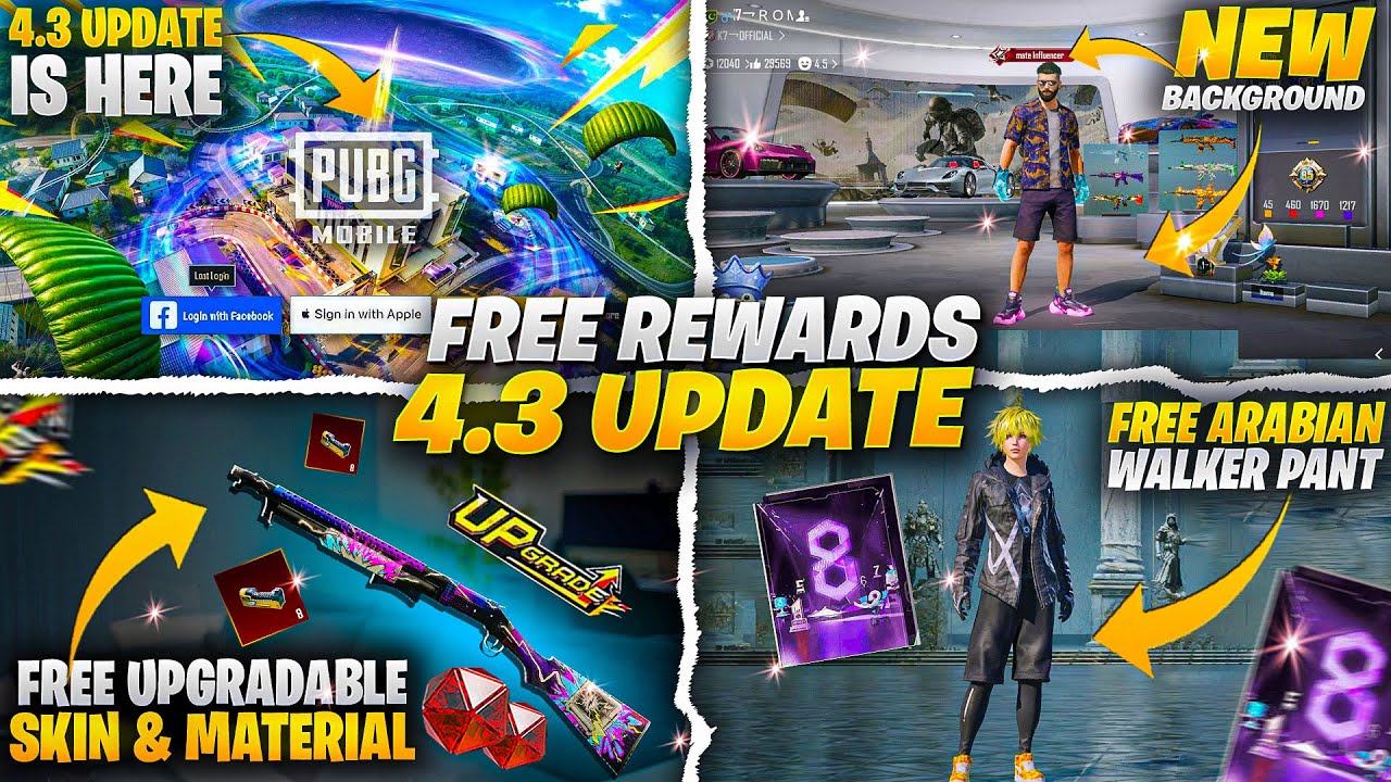 PUBG Mobile 4.3 Update Is Here | Free Upgradable Skin , Materials , Outfits | New UI & Background 