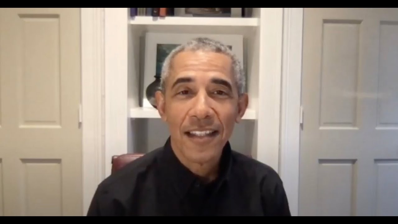 President Obama joins a call with Obama Foundation Fellows from around the world