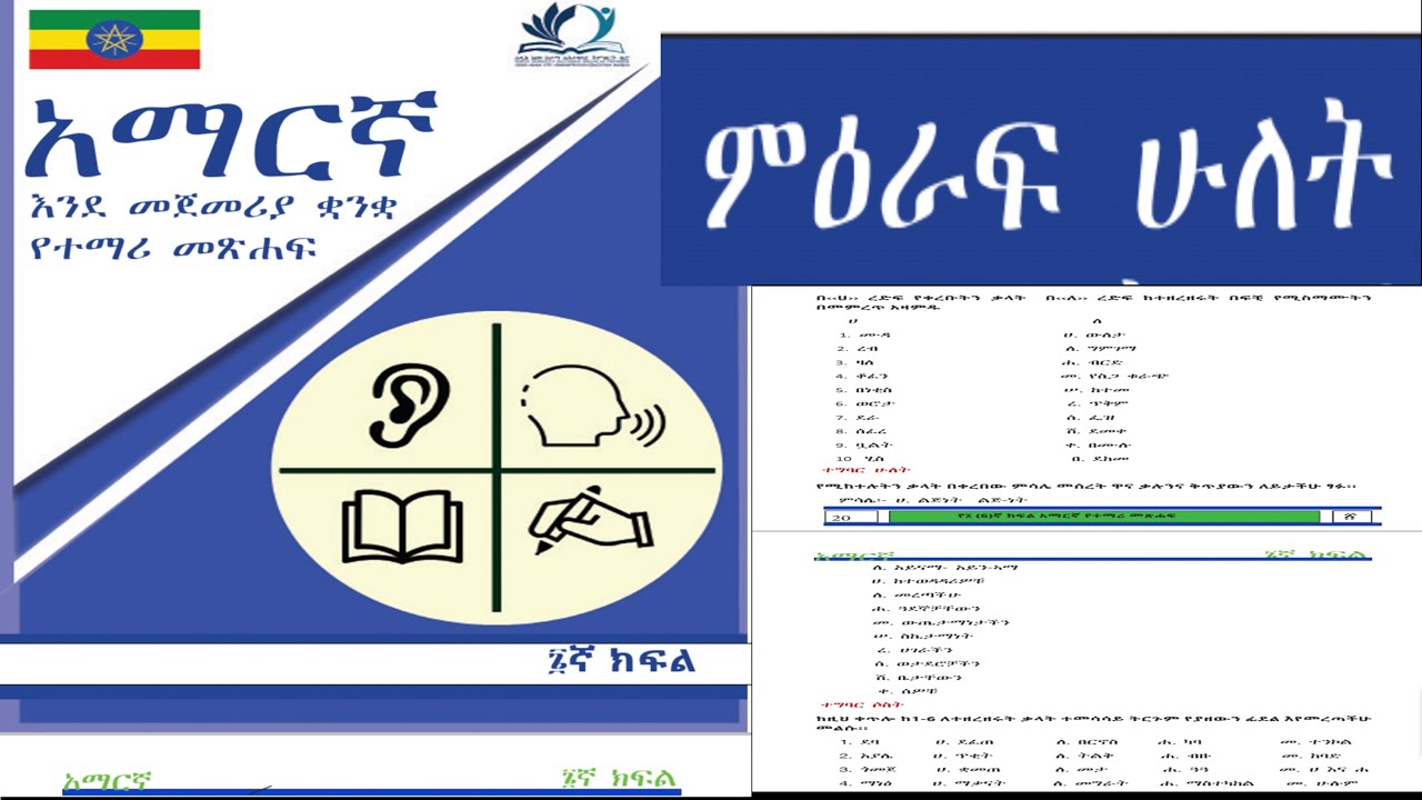 አማርኛ 6ኛ ክፍል ምዕራፍ ሁለት ethio online acadamy saqoma globedock ebs ethiopia amaharic