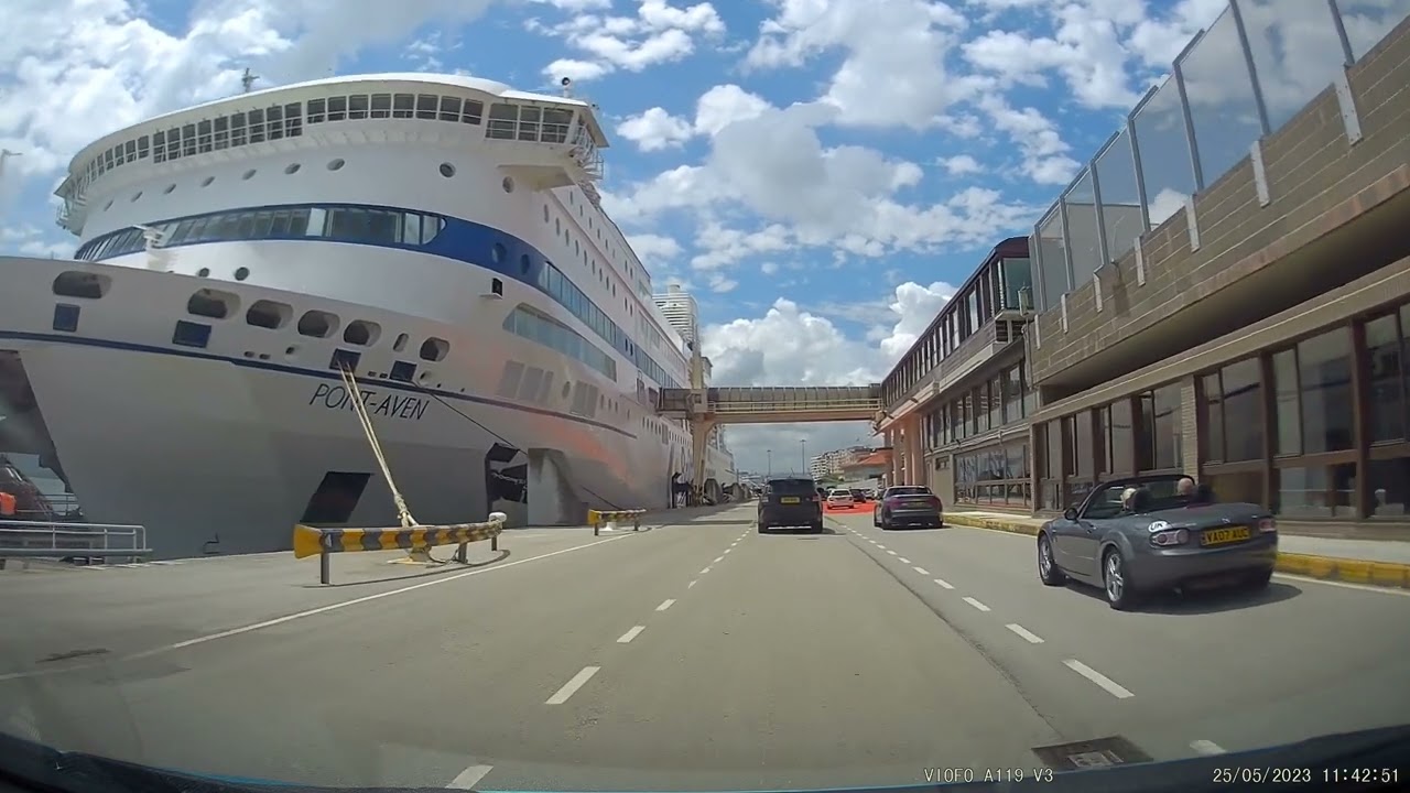 Leaving Brittany Ferries RoRo Ferry Pont-Aven at Santander by car