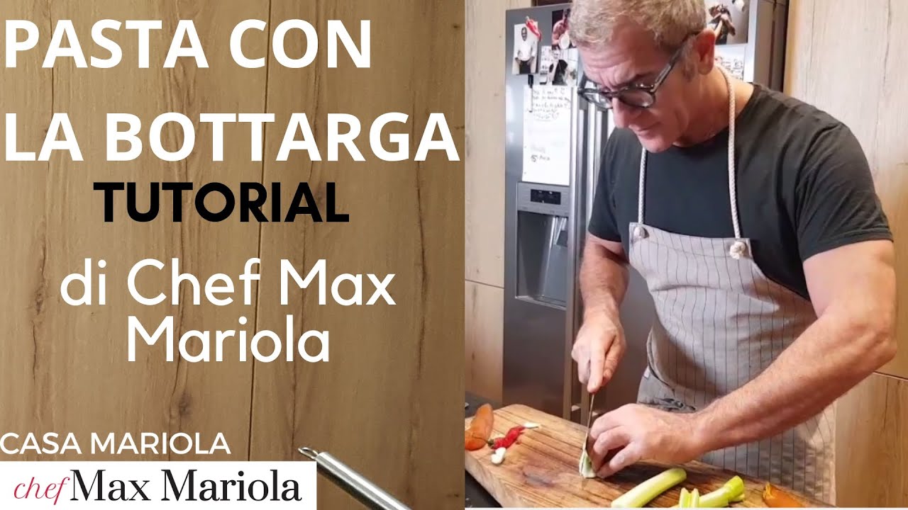 PASTA  SPAGHETTI CON LA BOTTARGA E SEDANO - TUTORIAL -  la video ricetta   di Chef Max Mariola