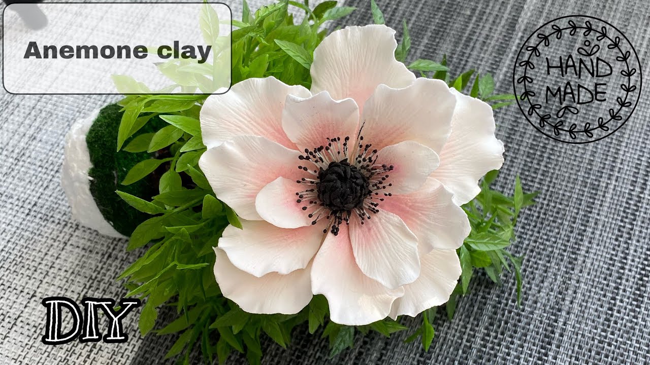 DIY! Clay Flowers TUTORIAL. Anemone [Air dry clay, cold porcelain, sugarcraft]