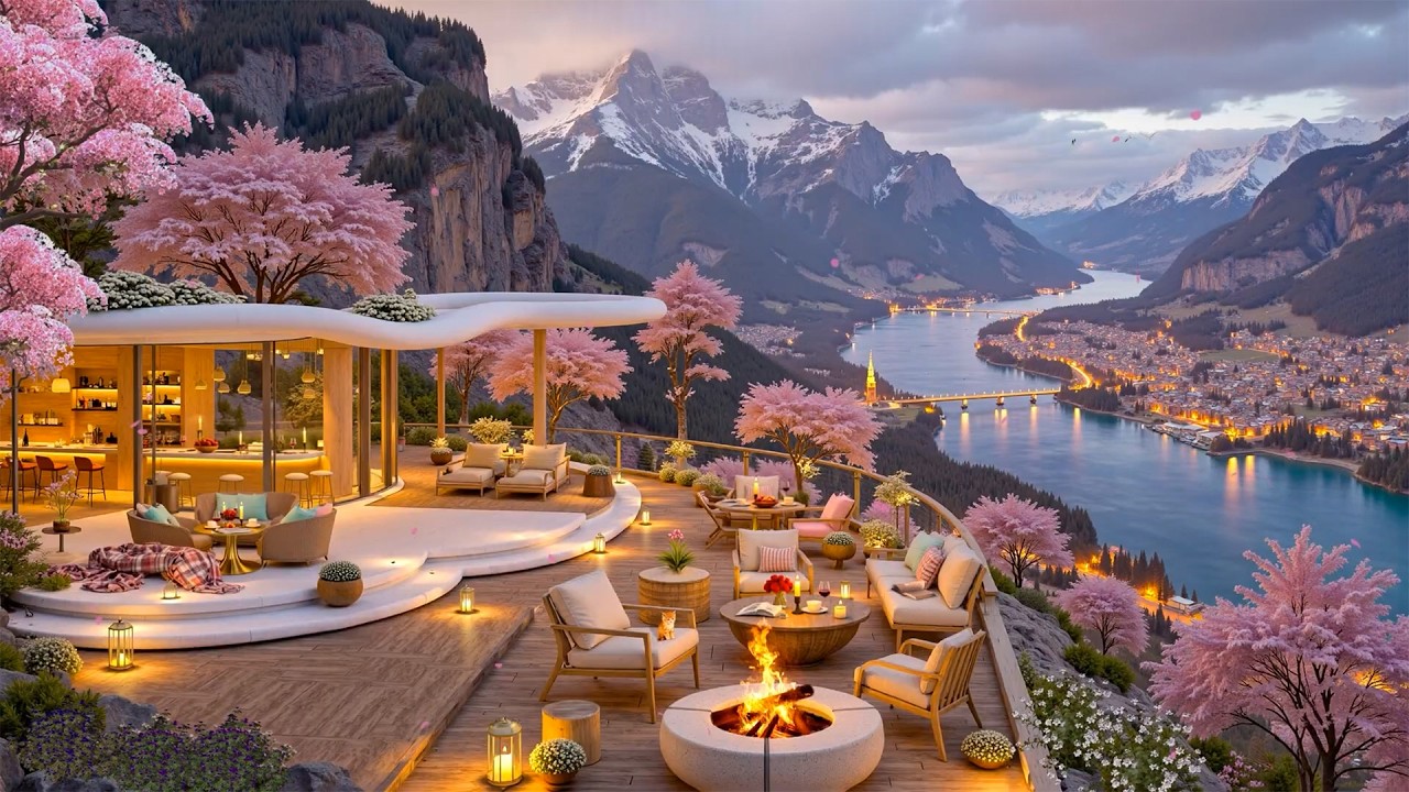 Cherry Blossom Spring Getaway 🌸Cozy Riverside Luxury Café with Smooth Jazz for Peaceful Days & Relax