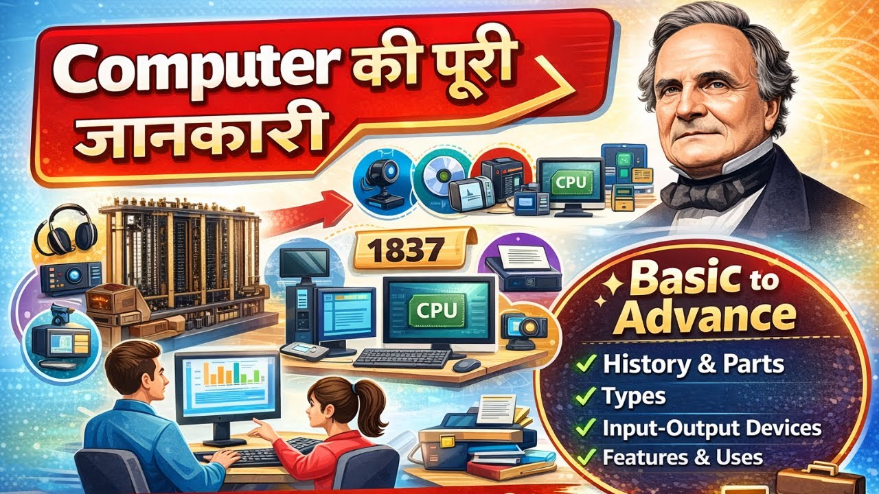 Computer की पूरी जानकारी | Computer Basic to Advance in Hindi | History, Parts, Types & Uses