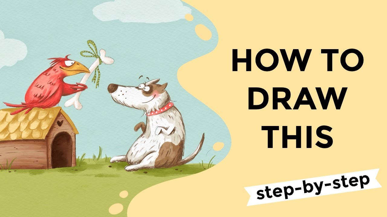 How to Draw a Cute Dog with a Bird - Step by Step Digital  Tutorial in Procreate
