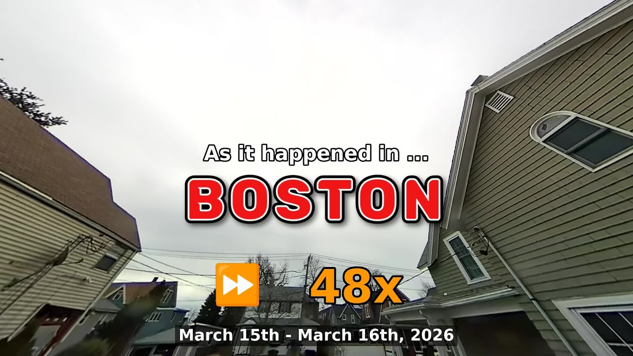⏩ Daily Time Lapse of the Boston Weather 180° 4k Sky Cam March 15th - 16th 2026 (48x) [Beta]