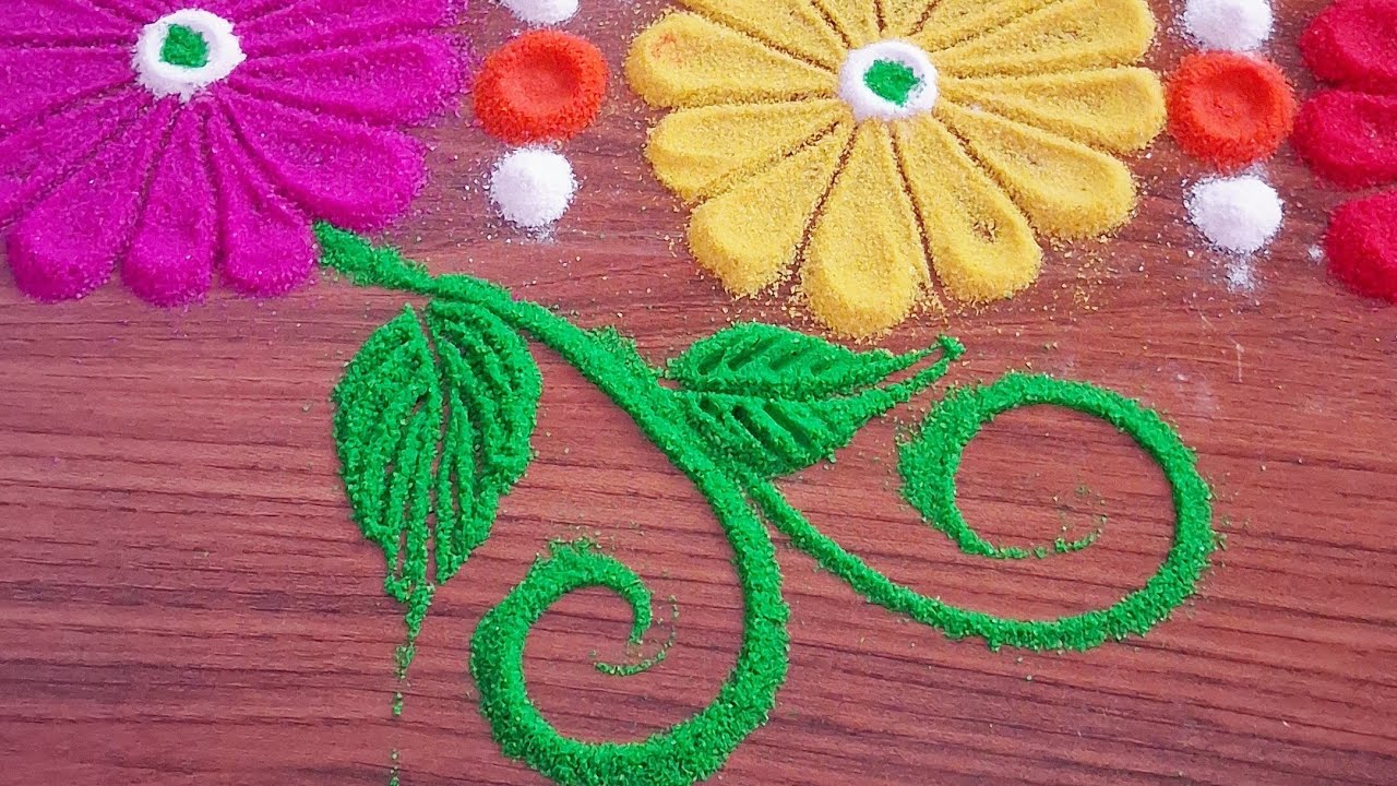 अतिशय सोप्या झटपट होणार्‍या रांगोळी simple rangoli designs for at daily home #beautiful #flowers