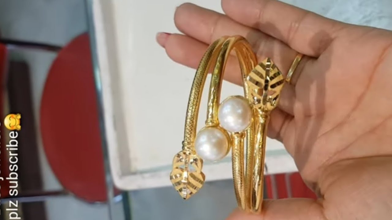 Exclusive Gold Bangle design With Pearl