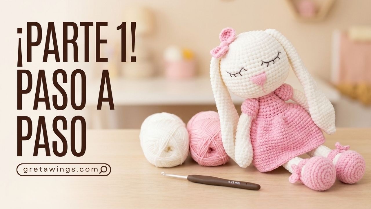 🌷CONEJITA NINA CON ACRILICO🌷 TEJIDO CROCHET AMIGURUMI PARTE 1/2 | GretaWings @gretawingsdiy