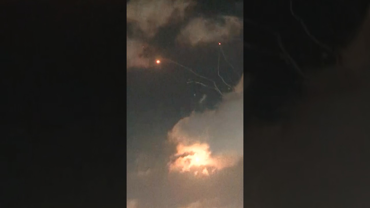 Israel's Iron Dome Intercepts Projectiles Over Tel Aviv
