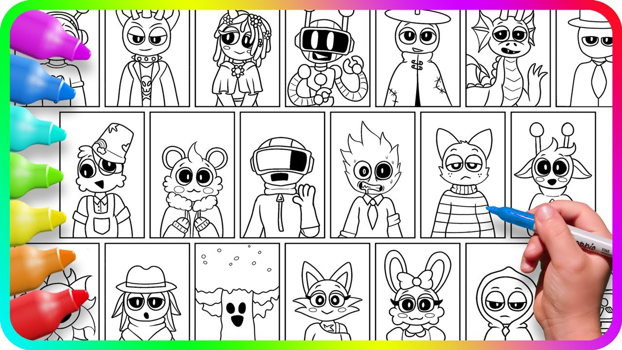 Incredibox SPRUNKI Coloring Pages - Cardboard / Satisfying Coloring SPRUNKI characters