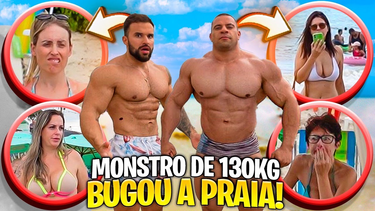 Reação Das Mulheres Vendo o MONSTRO de 130kg Na Praia! (Experimento social)