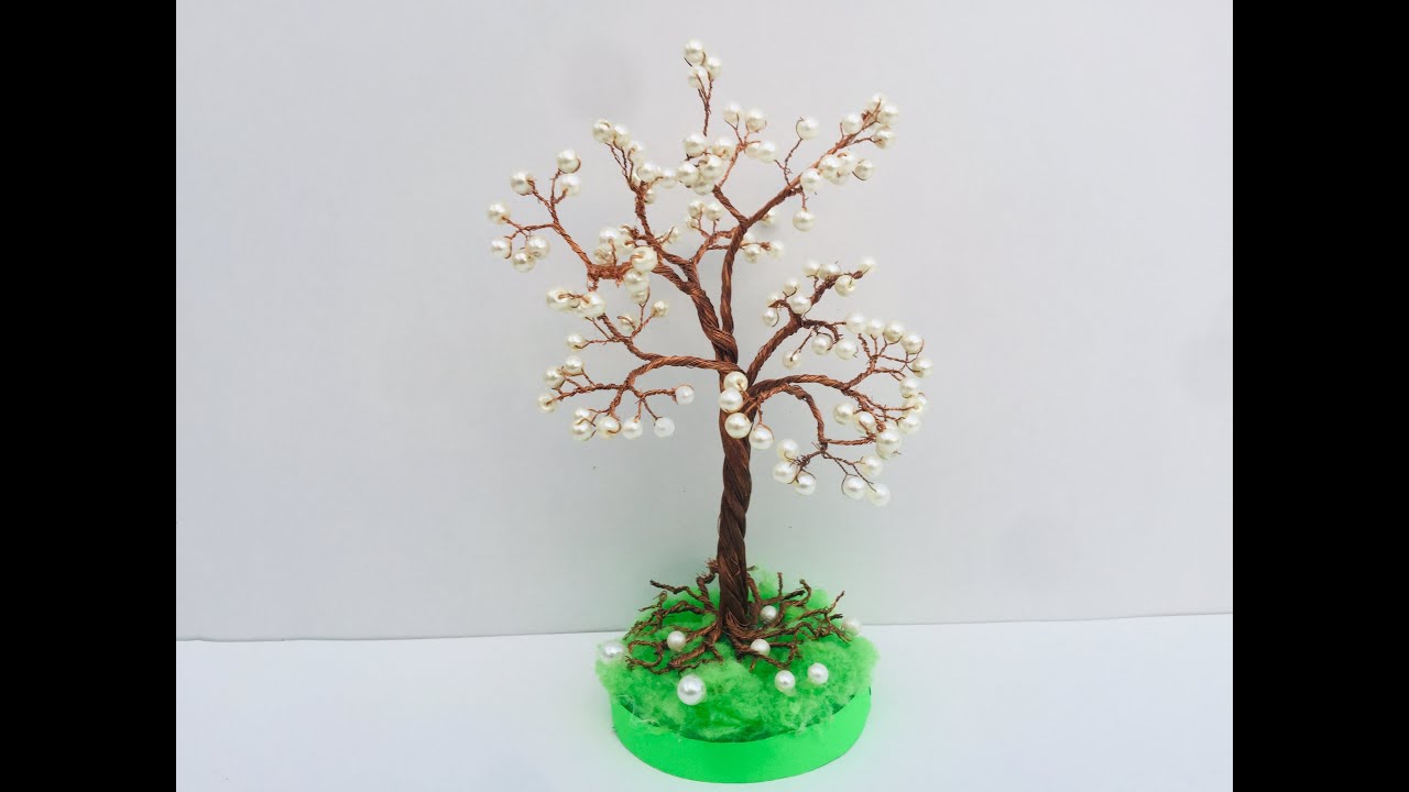 DIY- Pearl wire Tree🌲 | Copper tree tutorial | How to make a tree with pearl 🌲