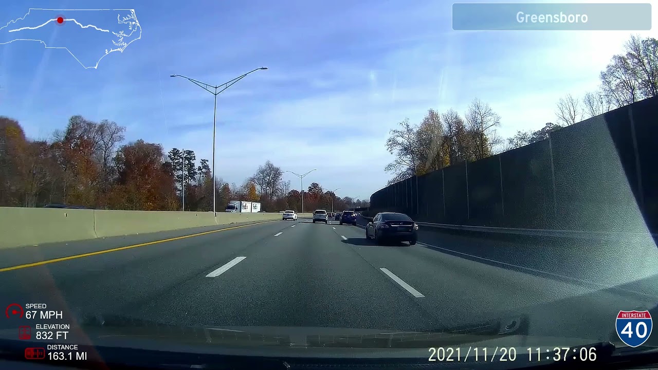 Timelapse - Asheville NC to Greenville NC