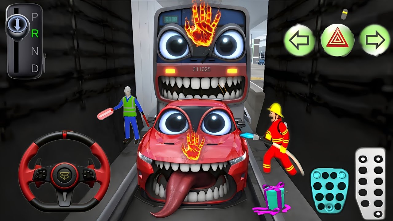 Monster Train vs Crazy Car 😱 | Fire Rescue Chaos | 3D Driving Class 2 Gameplay