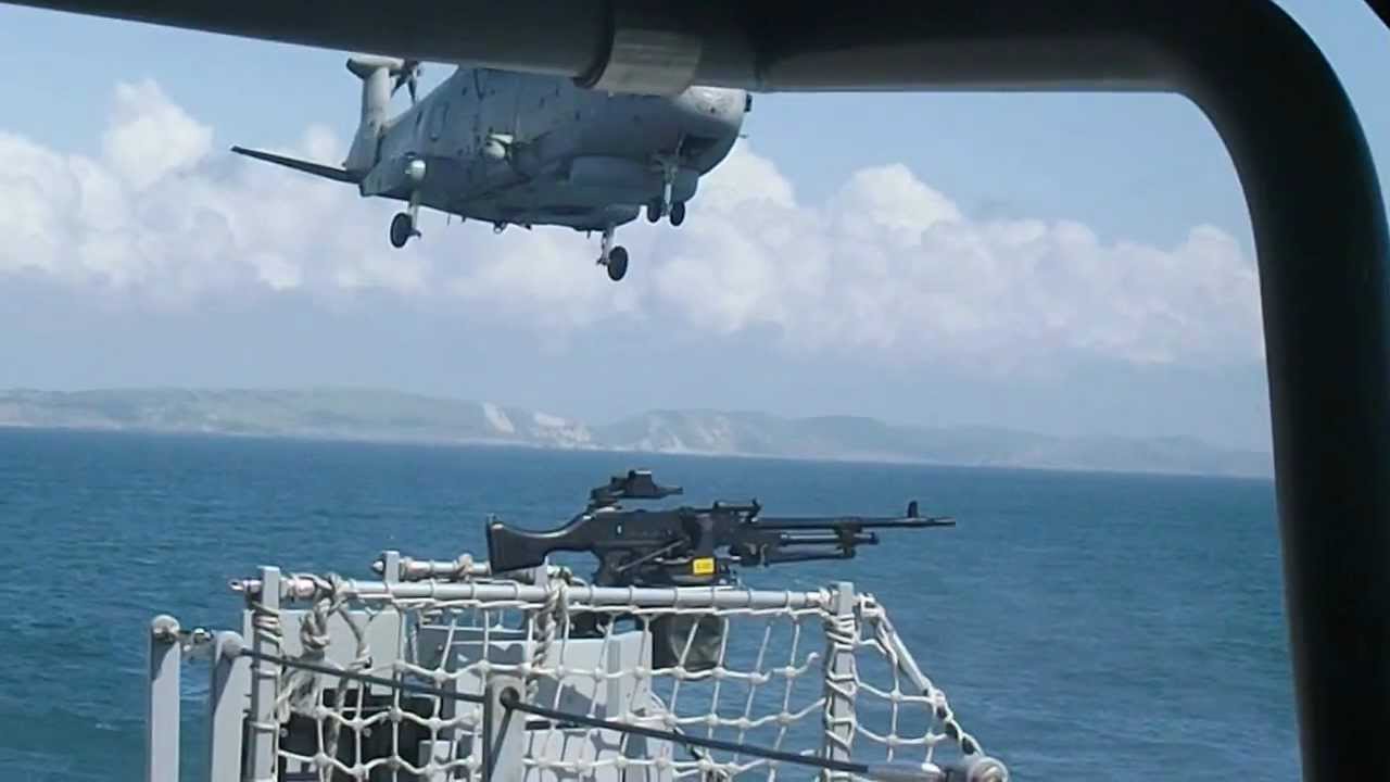 Royal Navy Merlin Helicopter Landing - HMS Bulwark