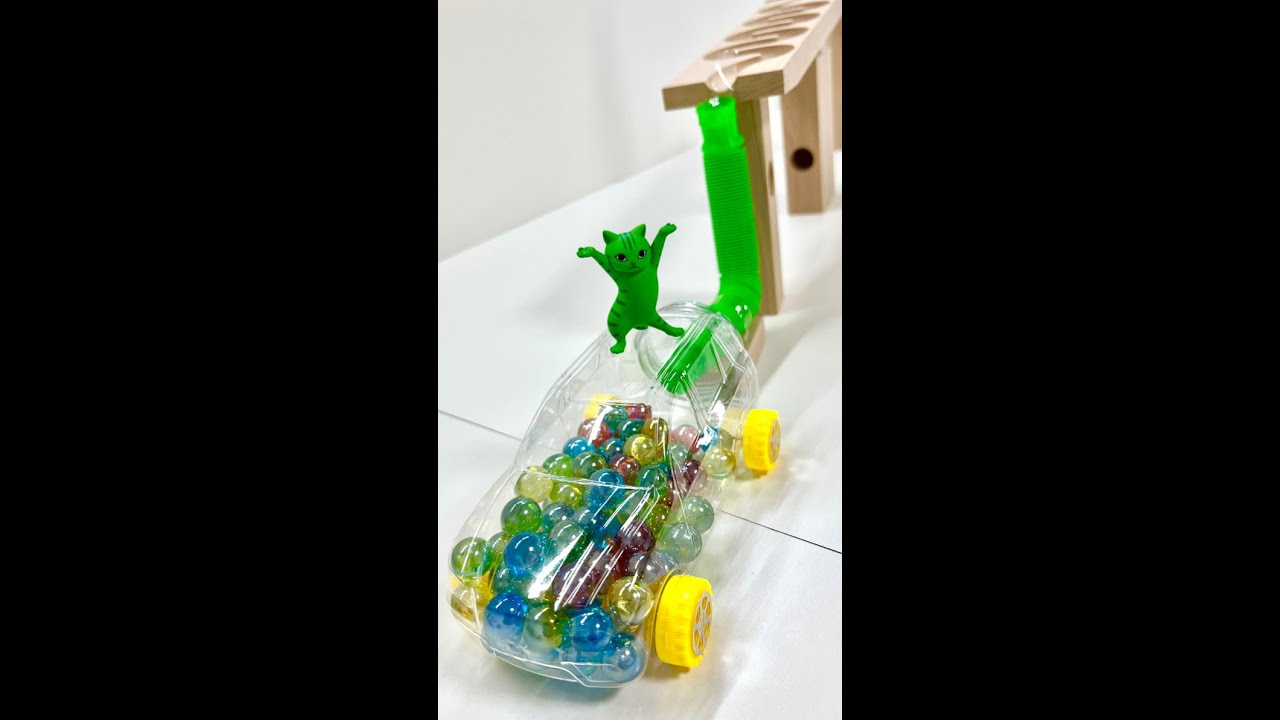 Marble Run ASMR☆ HABA Wave Slope, Skeloeton Car #shorts #marblerun @marblerunone