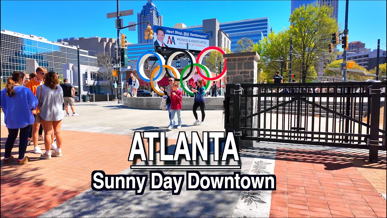 Atlanta Centennial Olympic Park Downtown Relaxing Walk Atlanta Georgia | 5k 60 | Natural City Sounds