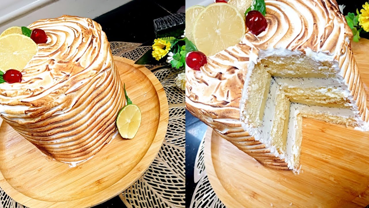 كيكة الليمون،🍋🍋 و الميرانغ منعشة 😍😍كما لم تكن من قبل💚💚🌿❤️