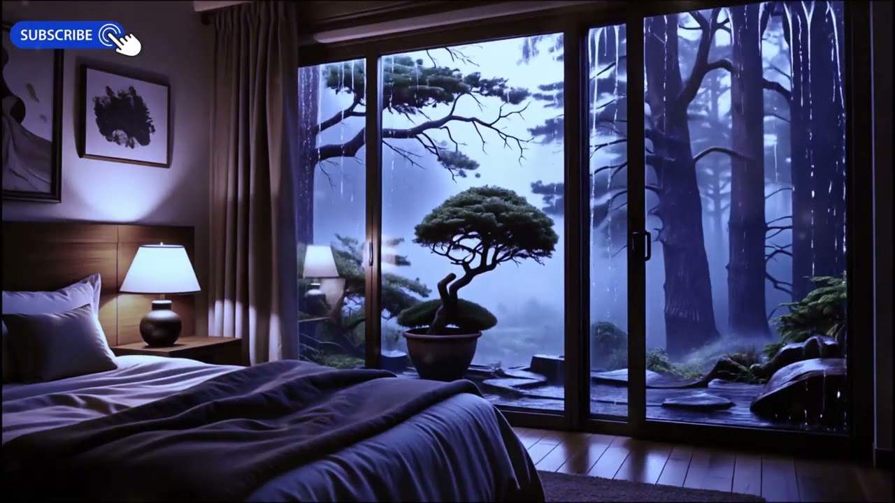 Rain on Window Bedroom Ambience 🎹 Calm Piano for Sleep (3 Hours)