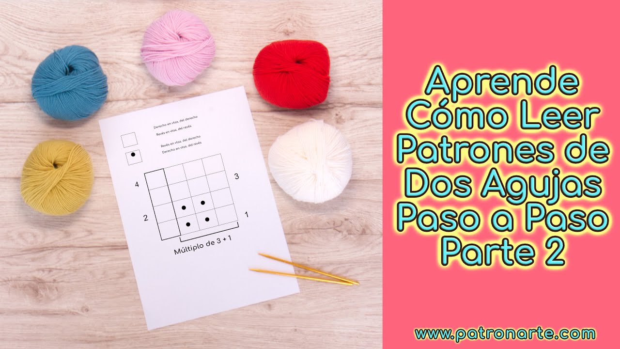 Cómo Leer Patrones de Dos Agujas Gráficos y Escritos Principiantes (2)