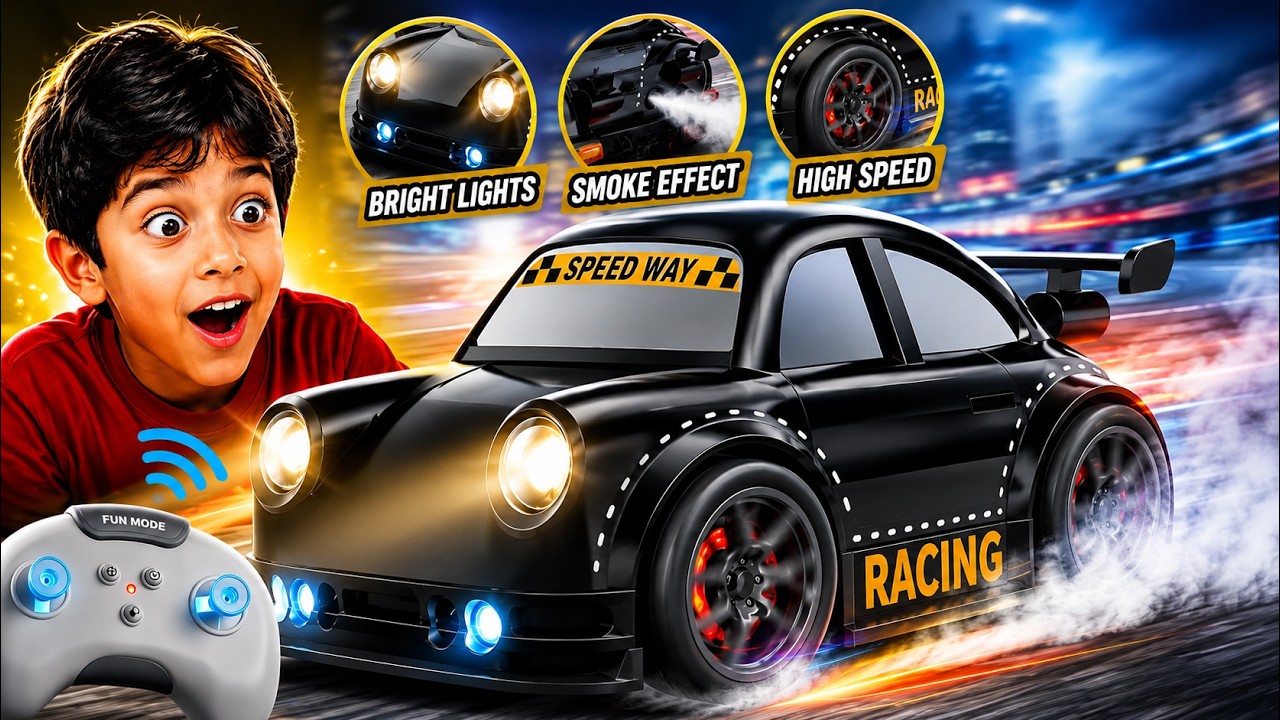 Mini RC Sports Car Review 🚗 Fast Remote Control Car with Bright Lights | Full Unboxing & Test